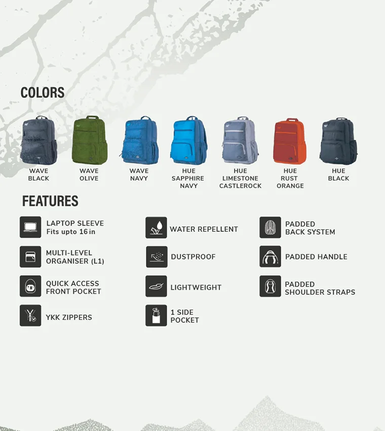 WILDCRAFT Black Wildcraft Andes 42 Wave Backpack, Black  | Best Price UAE